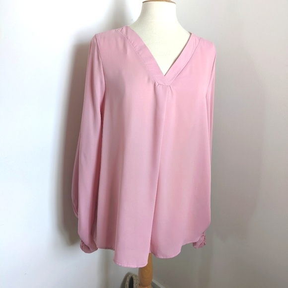 HAPTICS Blush Pink Poet Style Femme Statement sleeve Blouse M - Picture 4 of 11